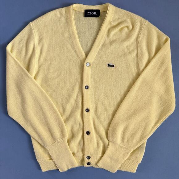 Izod Other - Vintage Izod Lacoste Yellow Cardigan Sweater Orlon Acrylic Grandpacore Mens